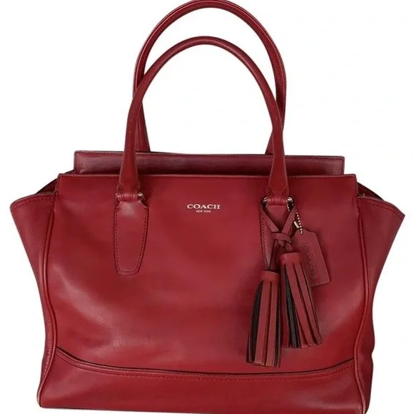 Coach | Bags | Coach Legacy Red Leather Medium Tote Purse Great